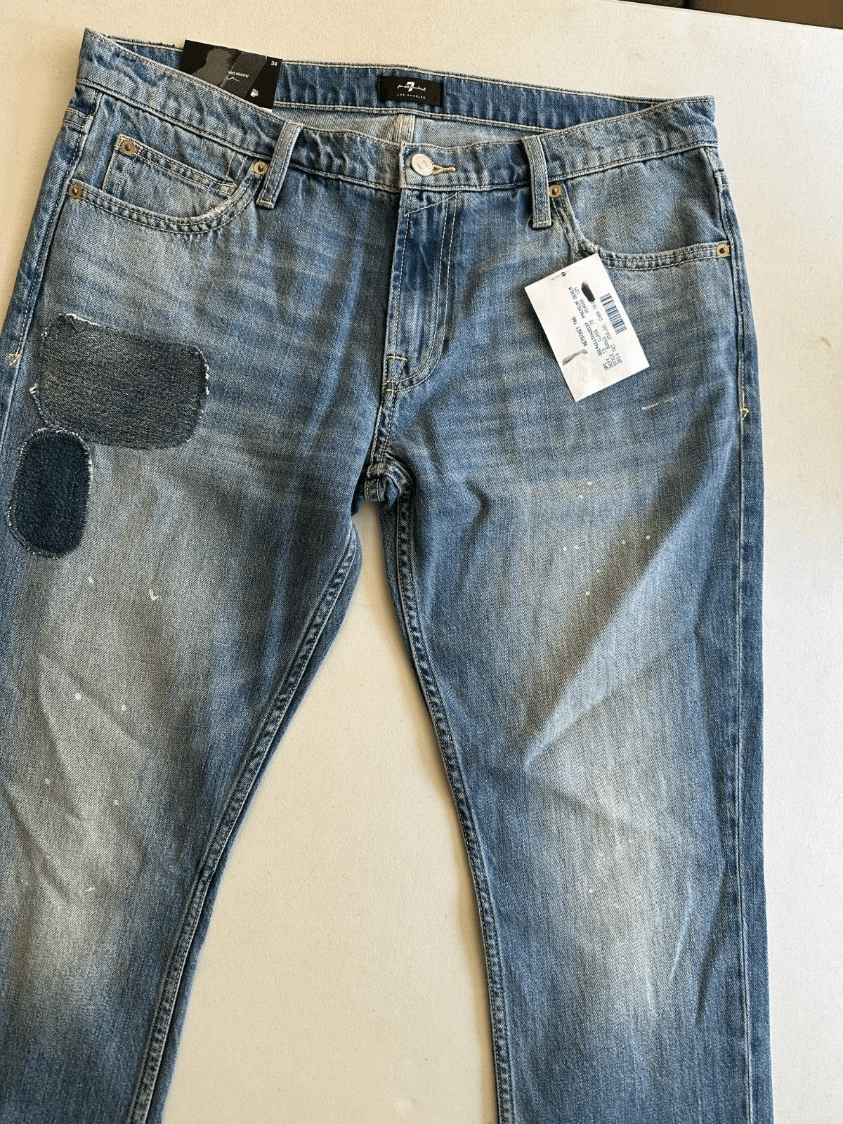 7 for All Mankind the Stacked Skinny Jeans in Saturday Afternoon Blue-34/34