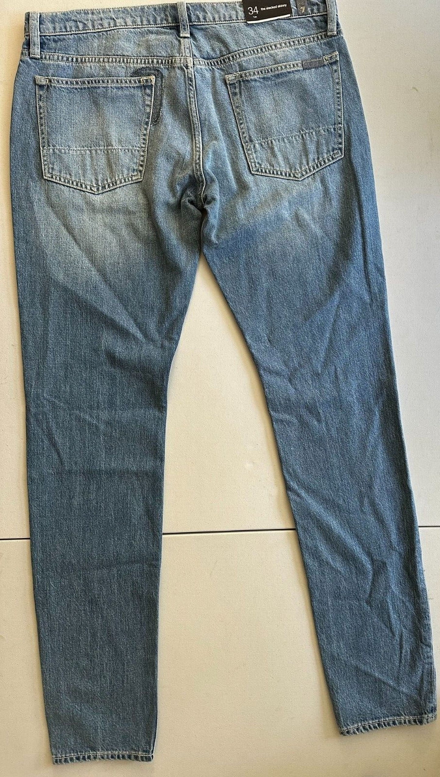 7 for All Mankind the Stacked Skinny Jeans in Saturday Afternoon Blue-34/34