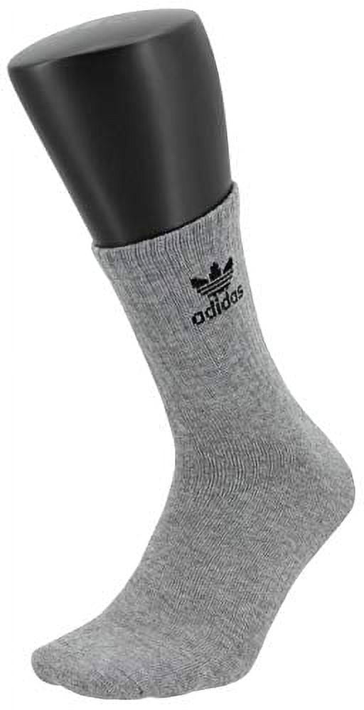 adidas Originals Men's Trefoil Quarter Socks (6-Pair), Heather Grey/ Black/ White, Large