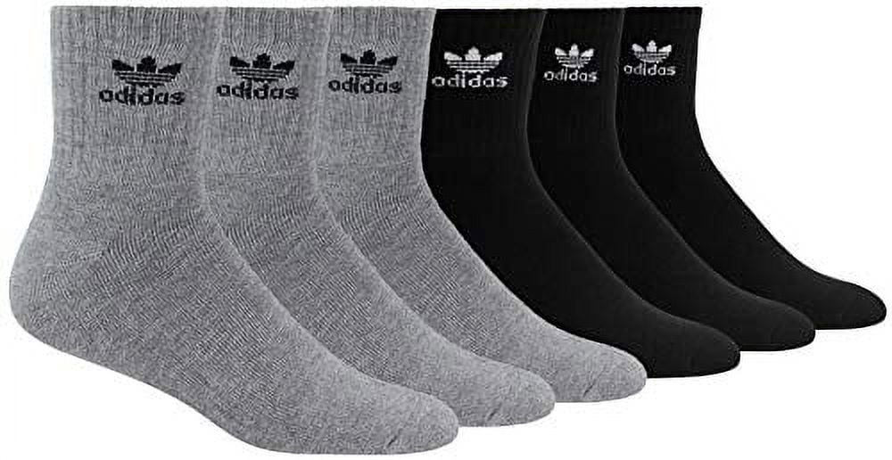 adidas Originals Men's Trefoil Quarter Socks (6-Pair), Heather Grey/ Black/ White, Large