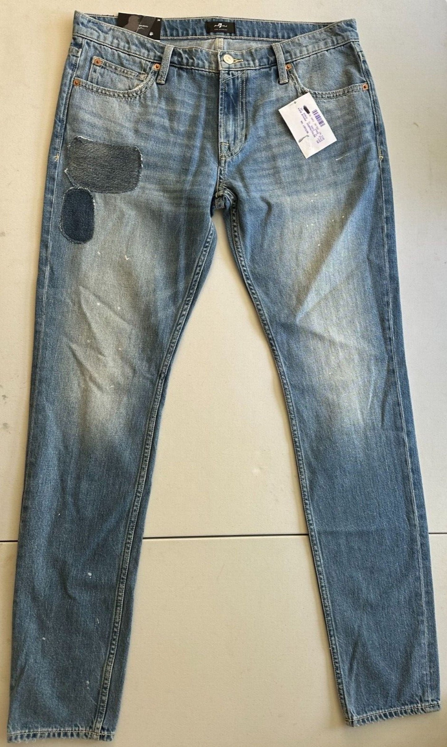 7 for All Mankind the Stacked Skinny Jeans in Saturday Afternoon Blue-34/34
