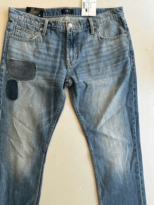 7 for All Mankind the Stacked Skinny Jeans in Saturday Afternoon Blue-34/34